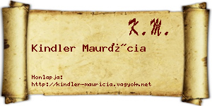 Kindler Maurícia névjegykártya